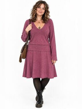 Toad&Co Plum Comfy Cozy Organic Cotton Blend Dress size Large Minimalist